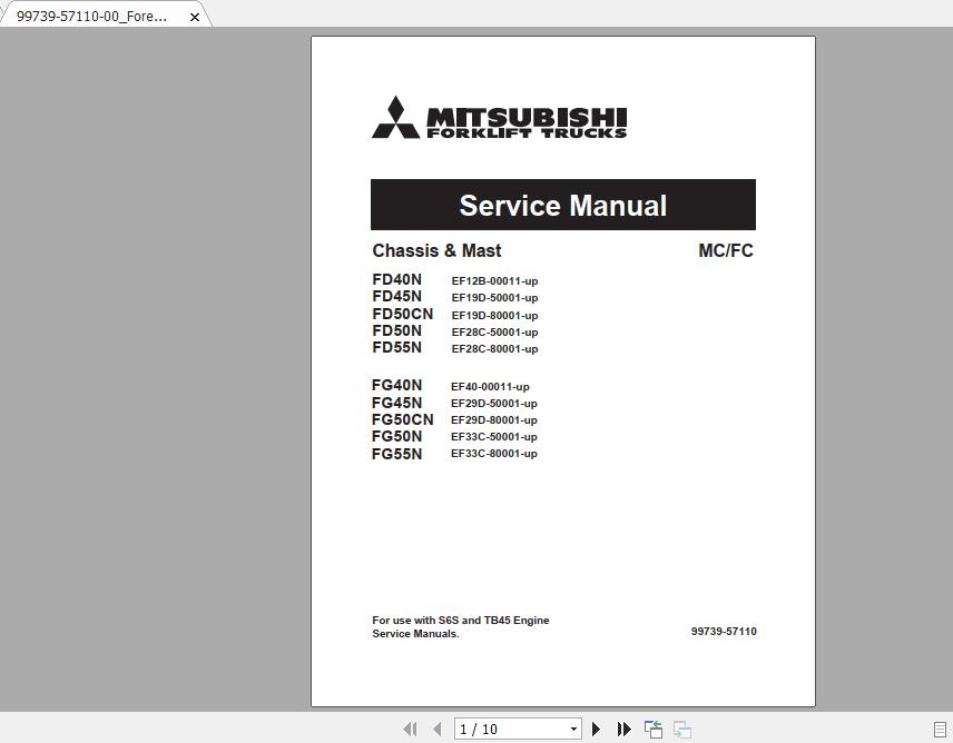 Mitsubishi Forklift FG50CN Service Manual 1