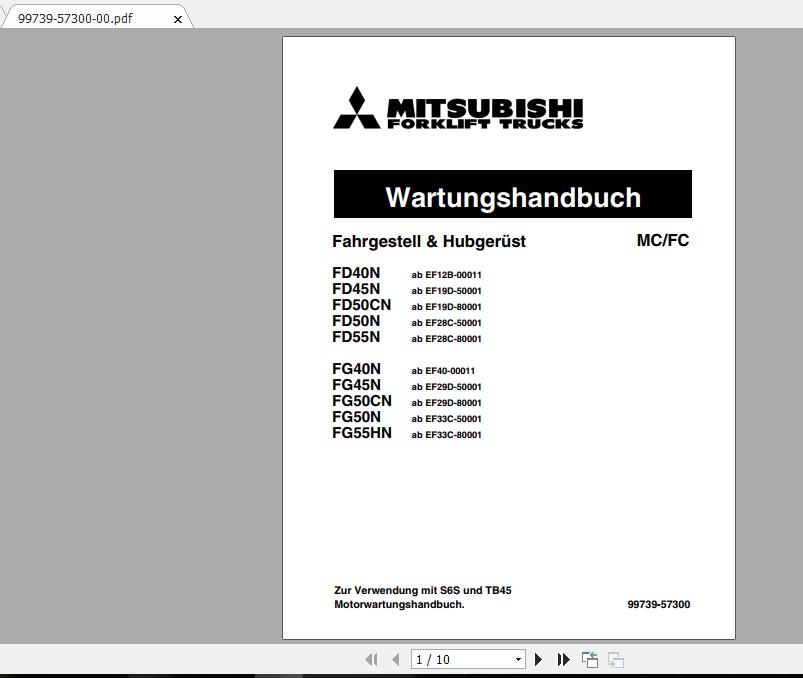 Mitsubishi Forklift FG50N Service Manual 1