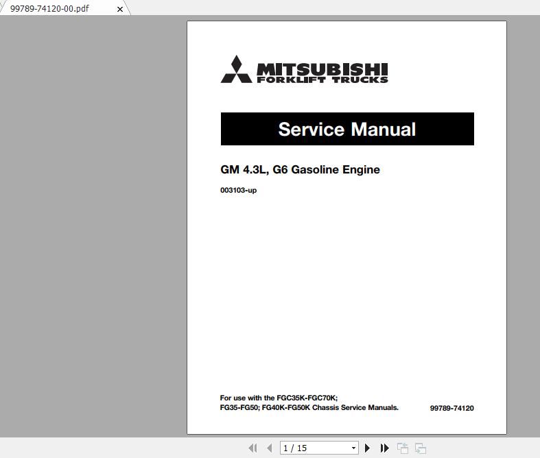 Mitsubishi Forklift FG50 Service Manual 1