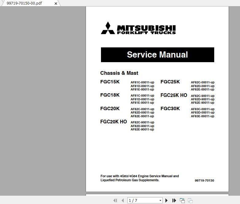 Mitsubishi Forklift FGC15K Service Manual 1