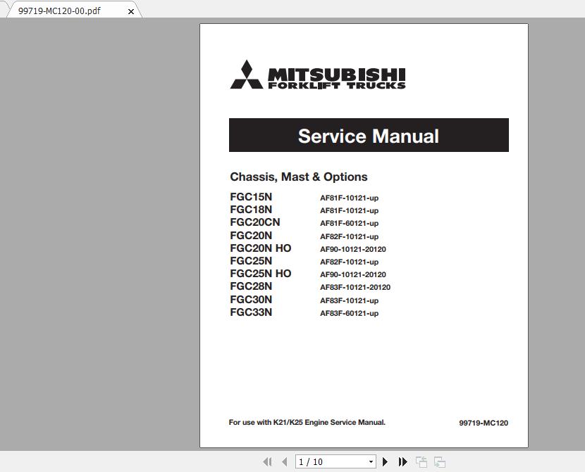 Mitsubishi Forklift FGC15N Service Manual 1