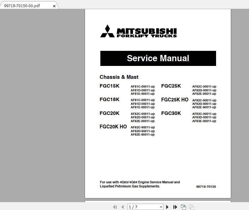 Mitsubishi Forklift FGC18K Service Manual 1