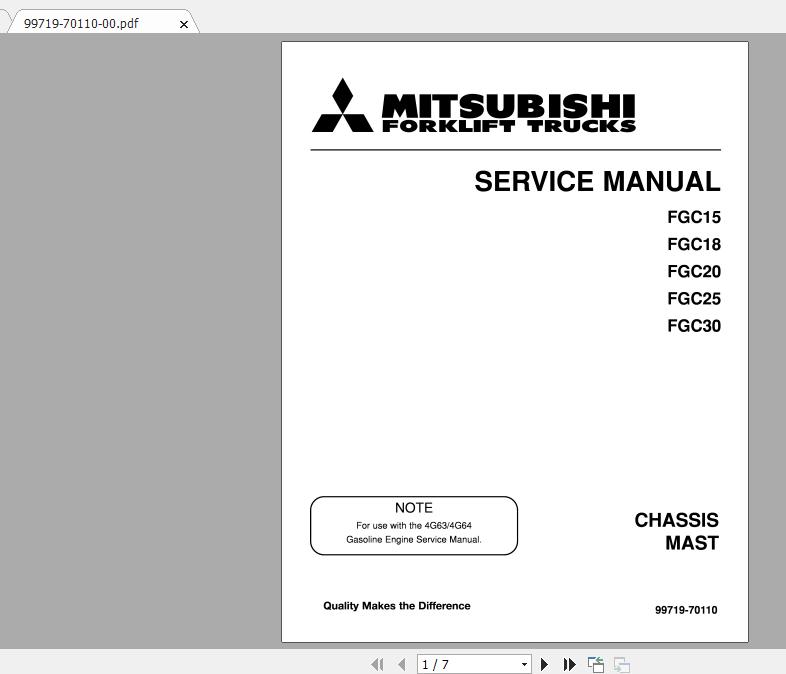 Mitsubishi Forklift FGC18 Service Manual 1