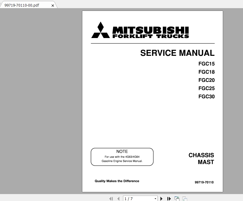 Mitsubishi Forklift FGC25HP Service Manual 1