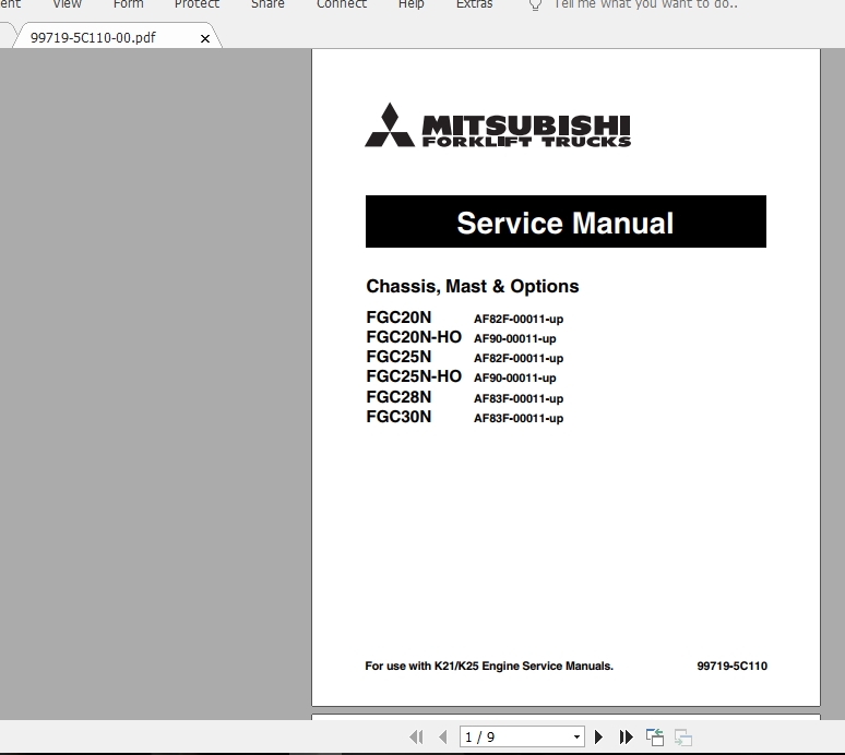 Mitsubishi Forklift FGC28N Service Manual 1