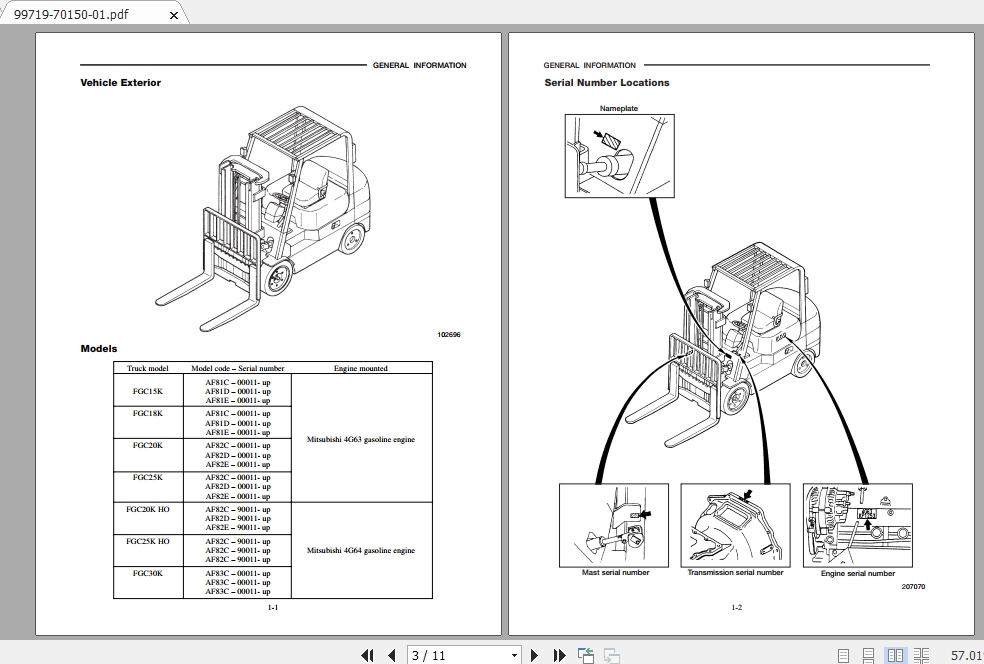 Mitsubishi Forklift FGC30K Service Manual 2