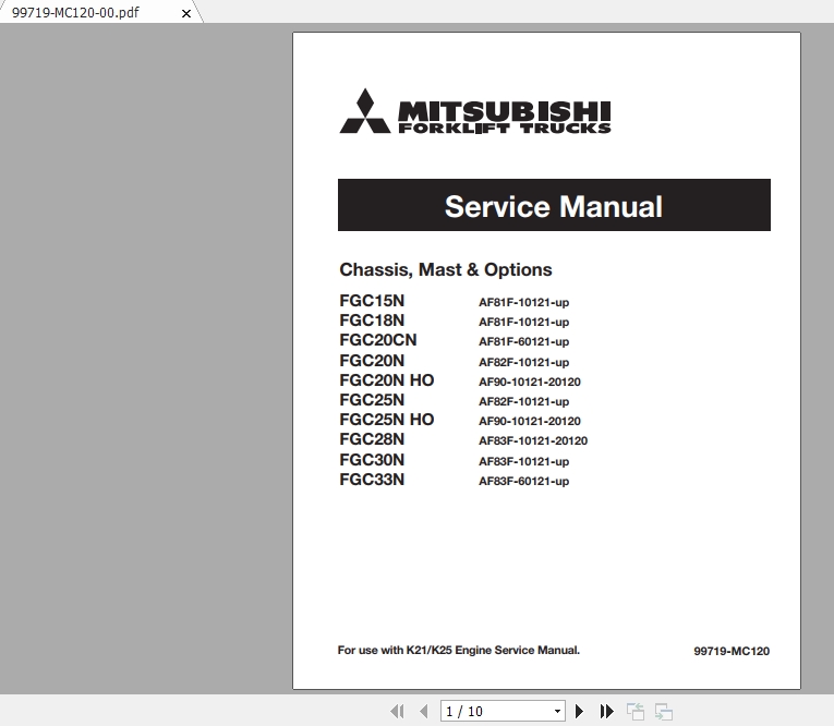 Mitsubishi Forklift FGC30N Service Manual 1