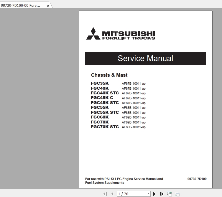 Mitsubishi Forklift FGC35K Service Manual 1
