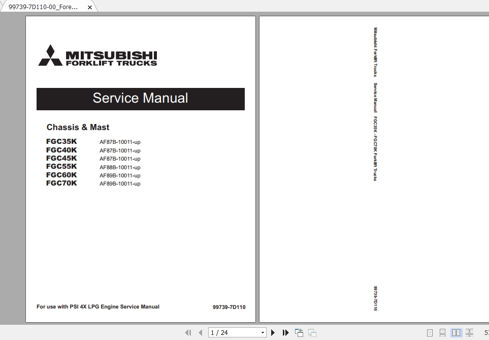 Mitsubishi Forklift FGC45K Service Manual 1