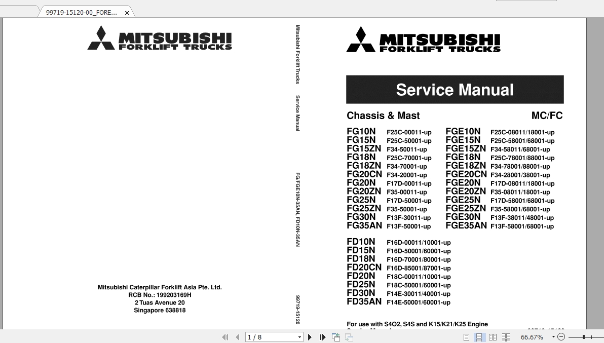 Mitsubishi Forklift FGE10N Service Manual 1