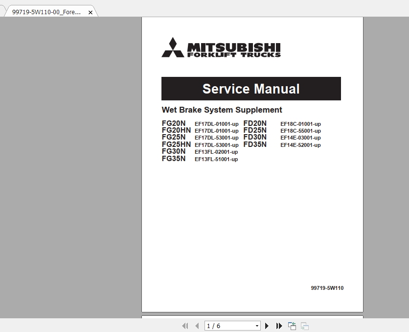 Mitsubishi Forklift FGE20N Service Manual 1