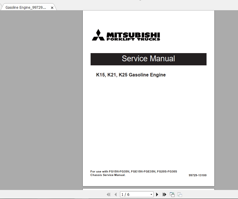 Mitsubishi Forklift FGE25N Service Manual 1