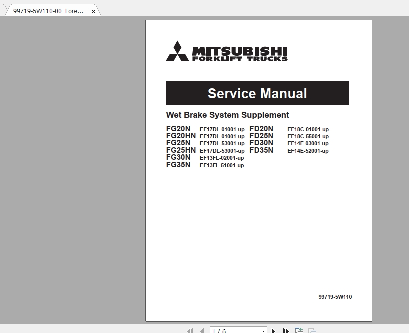 Mitsubishi Forklift FGE25ZN Service Manual 1