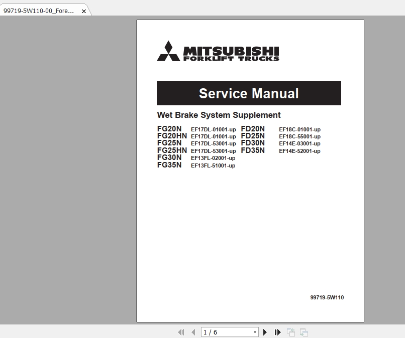 Mitsubishi Forklift FGE35AN Service Manual 1