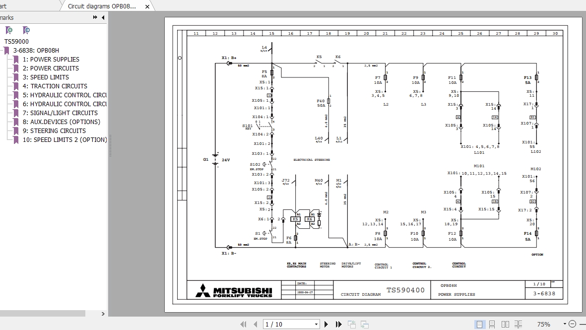 Mitsubishi Forklift OPB08H Circuit Diagrams 1