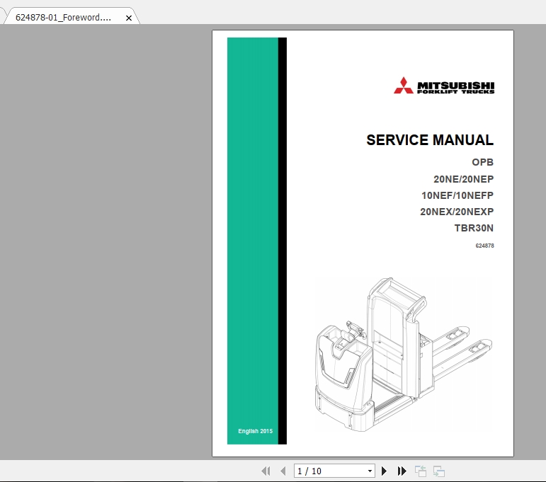 Mitsubishi Forklift OPB10NEFP Service Manual 1
