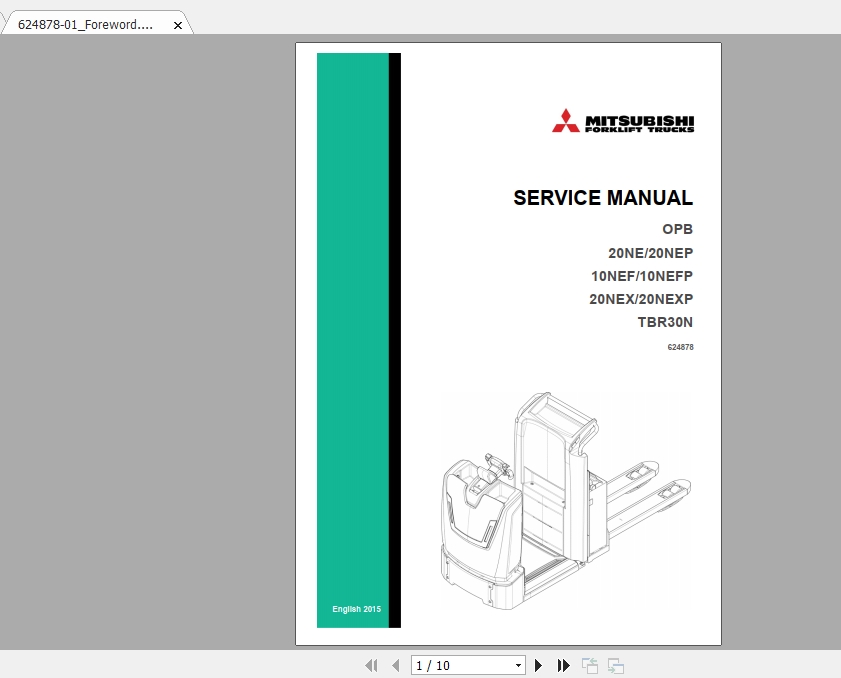 Mitsubishi Forklift OPB20NEXP Service Manual 1