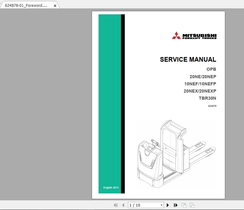 Mitsubishi Forklift OPB20NE Service Manual 1