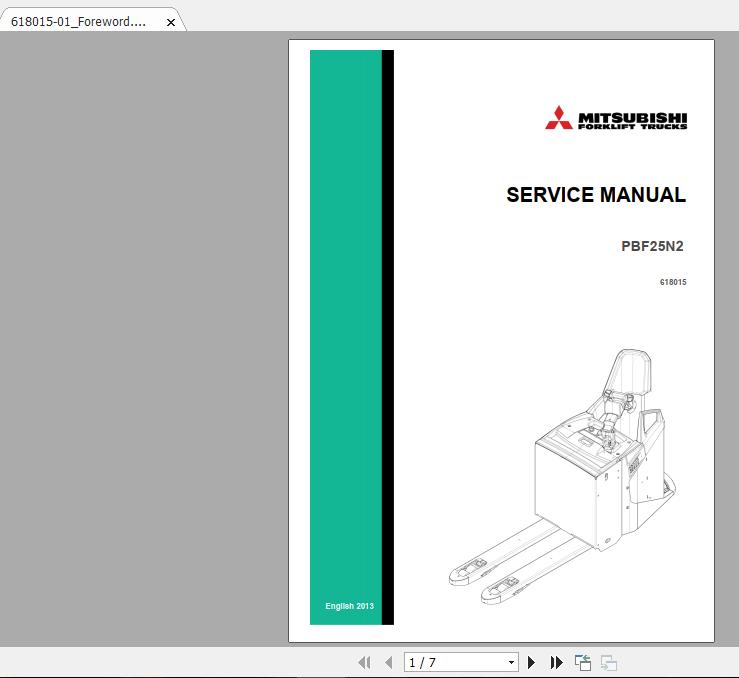Mitsubishi Forklift PBF25N2 Service Manual 1