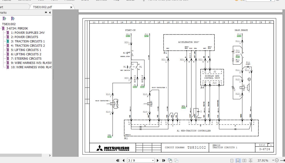 Mitsubishi Forklift PBR20K Circuit Diagram 1