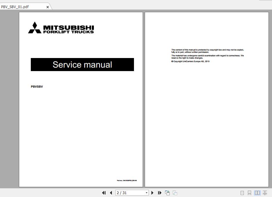 Mitsubishi Forklift PBV20PD Service Manual 1