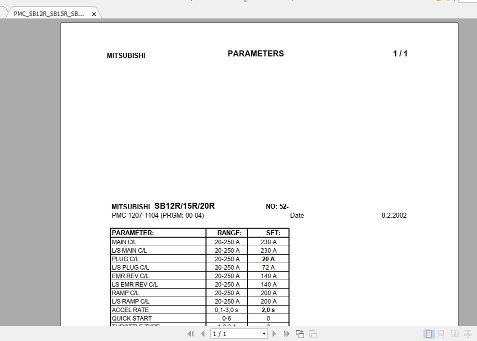 Mitsubishi Forklift SB12R SB15R SB20R Manuals Diagrams 1