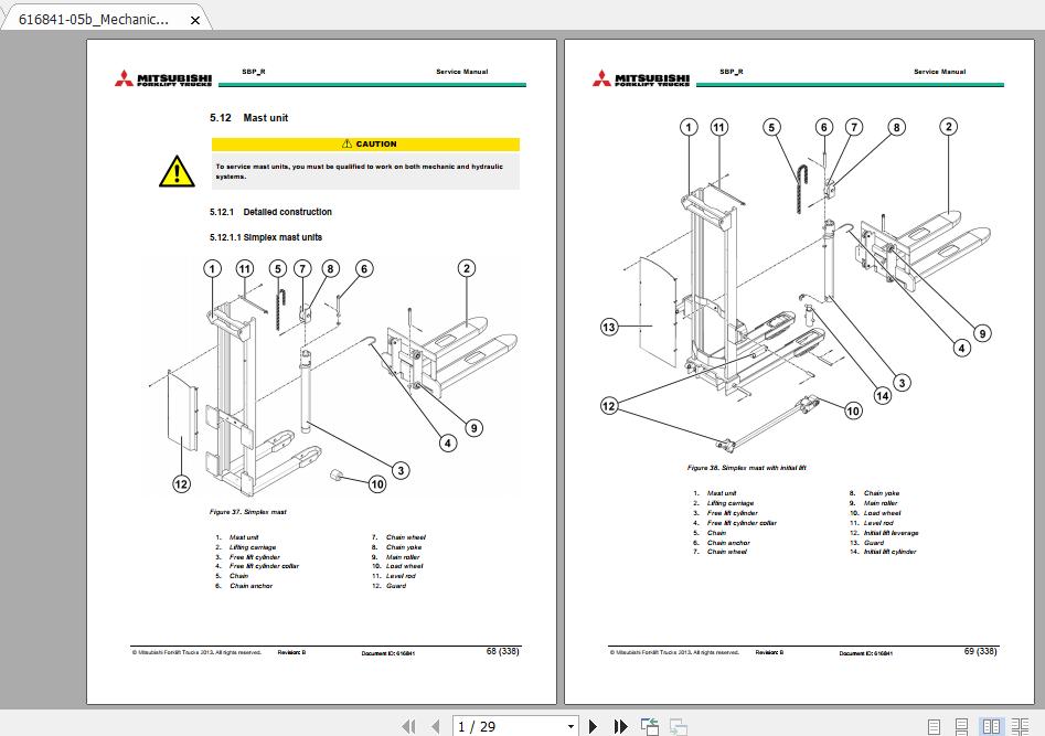Mitsubishi Forklift SBP10N2R  SBP16N2SR Service Manual 2