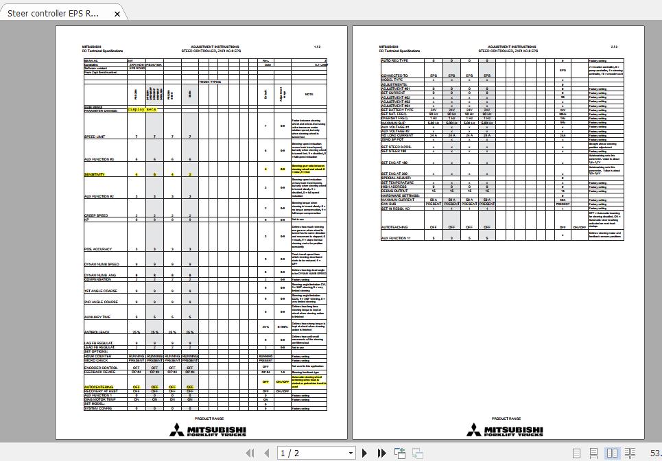 Mitsubishi Forklift SBS15N SBS20N Manuals Diagram 2