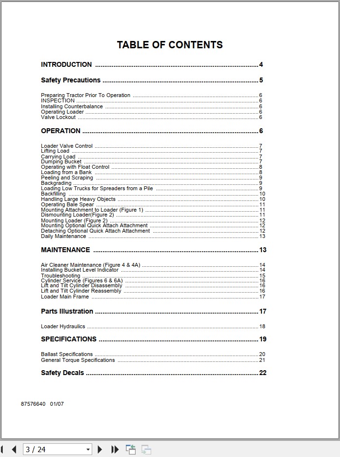 New Holand Farm Loader 610TL Operators Manual87621692 2