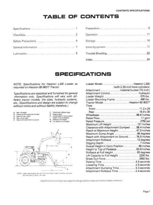 New Holand Hesston L 330 Loader Operators Manual06910255 2 1