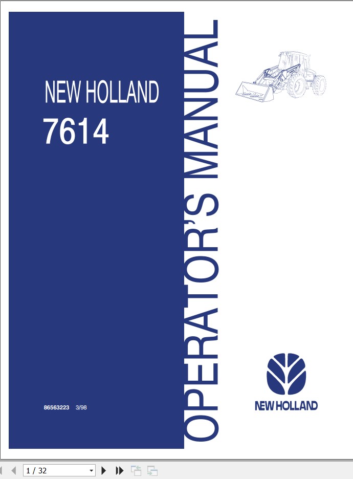 New Holand Loader 7614 Operators Manual86563223 1