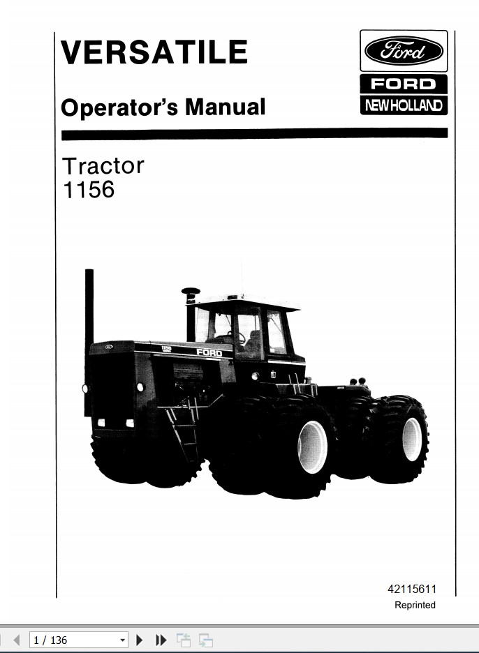 New Holand Tractor 1156 Operators Manual42115611 1