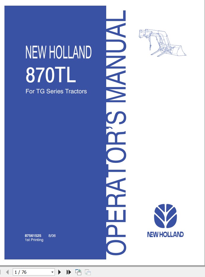 New Holand Tractor 870TL Operators Manual87561525 1