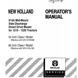 New Holand Tractor 914A Mid Mount Operators Manual86563076 1