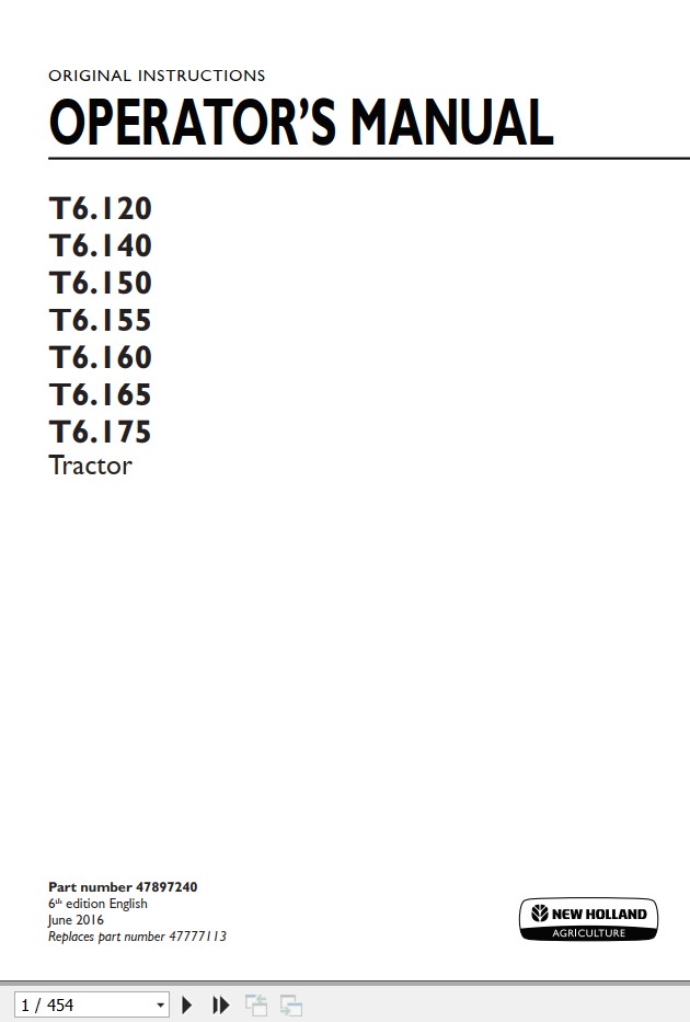 New Holand Tractor T475 Operators Manual84571289 2 1