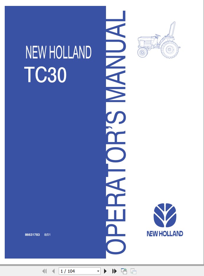 New Holand Tractor TC30 Operators Manual86631783 1