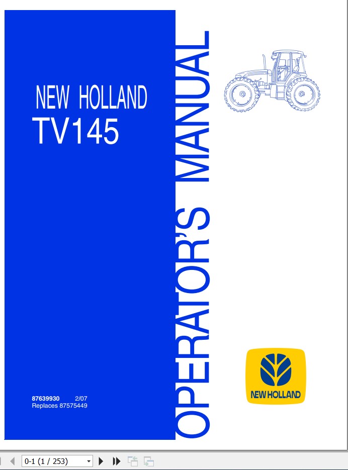 New Holand Tractor TV145 Operators Manual87639930 1