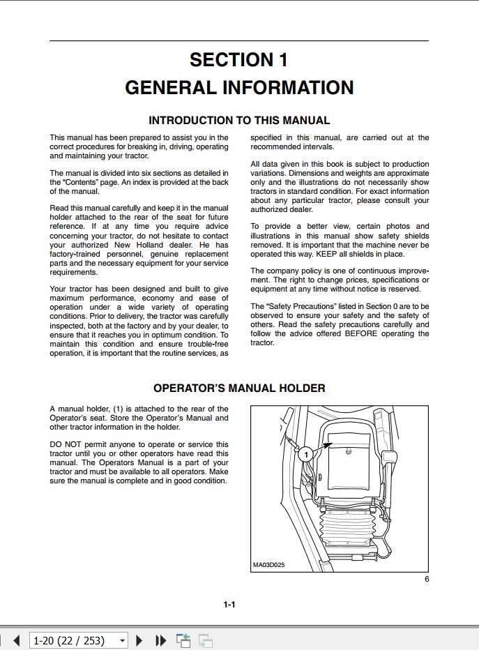 New Holand Tractor TV145 Operators Manual87639930 3