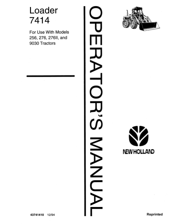 New Holland 7414 Loader Operators Manual43741410 1