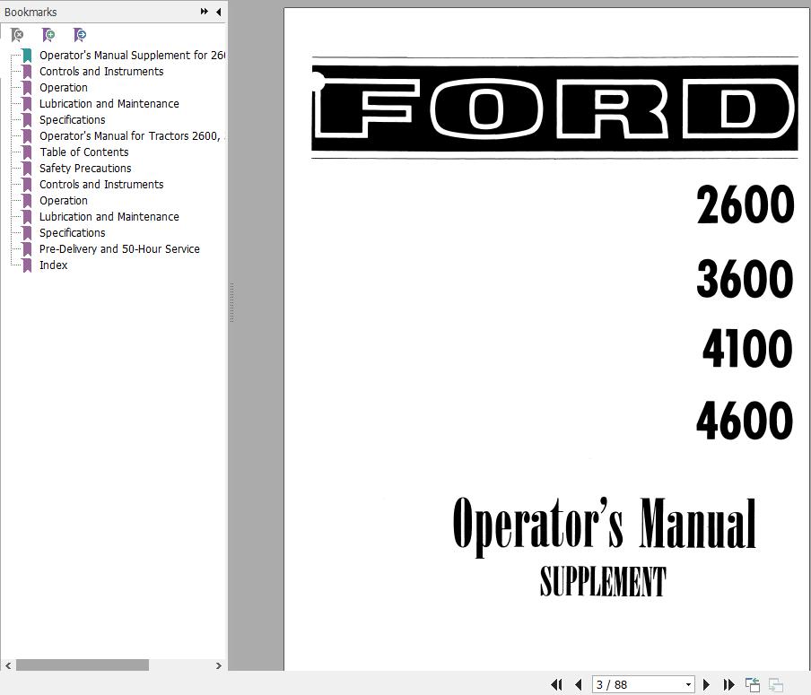 New Holland Ford 2600 3600 4100 4600 Tractor Operators Manual42260040 2