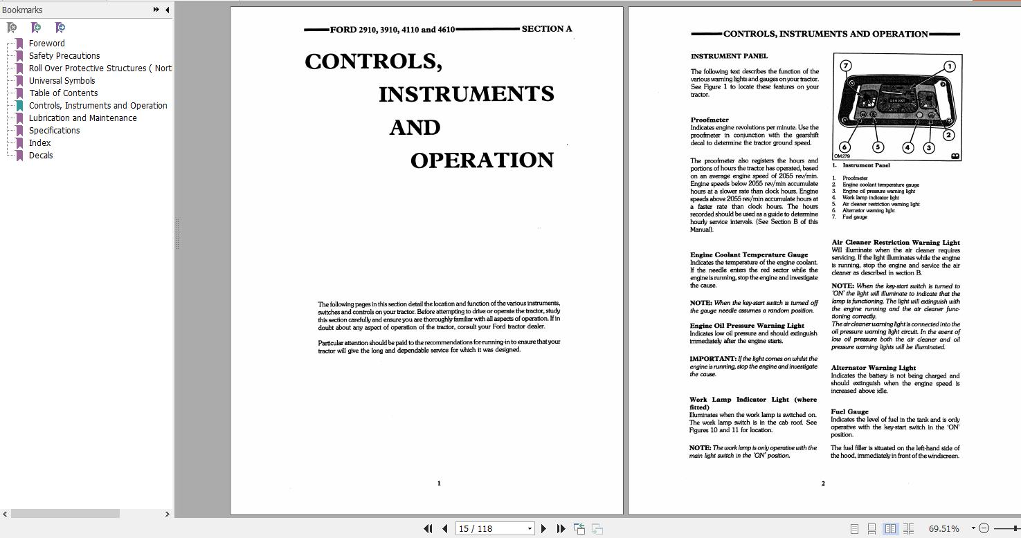 New Holland Ford 2910 3910 4110 4610 II Tractor Operators Manual42291040 2