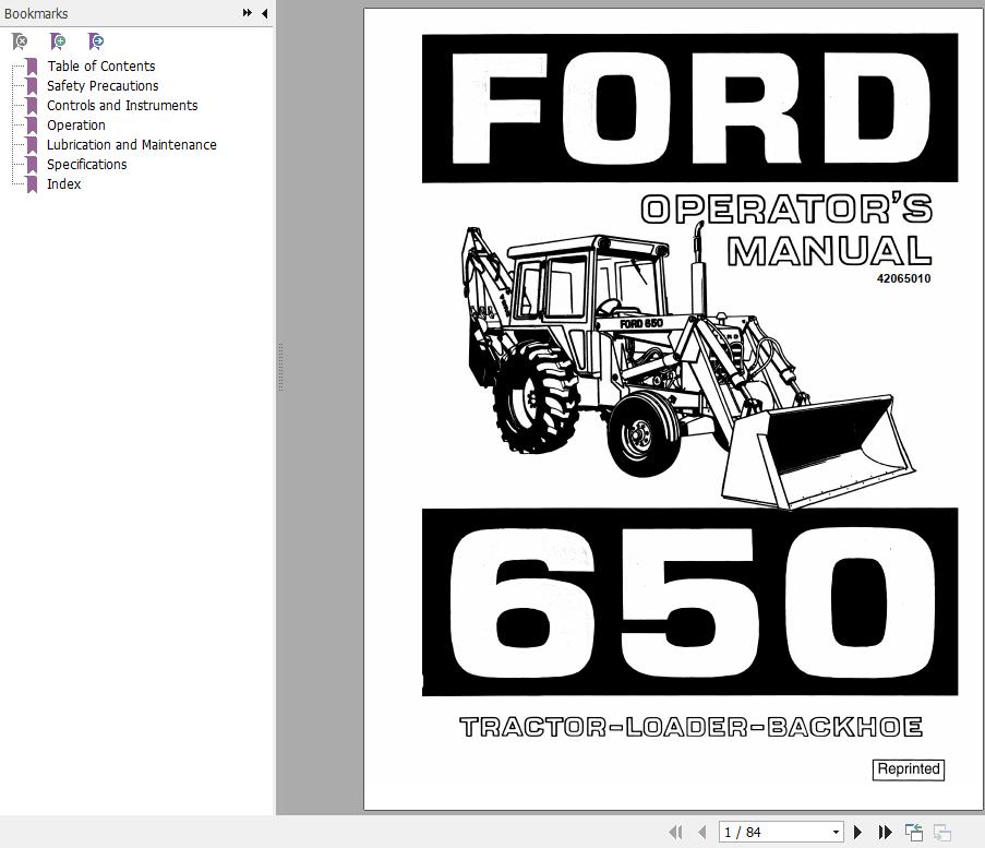 New Holland Ford 655A TractorLoaderBackhoe Operator's Manual_42065510