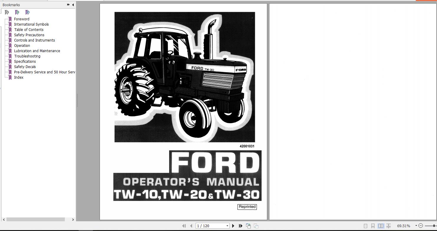 New Holland Ford TW 10 TW 20 TW 30 Tractor Operators Manual42001031 1