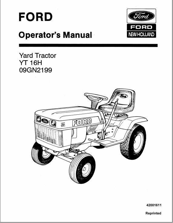 New Holland Ford Yard Tractor YT 16H Operators Manual42001611 1