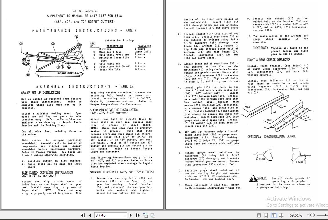 New Holland Series 951 951A 48 60 72 inches Rotary Cutters Operators Manual42095120 2