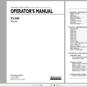 New Holland T350F Tractor Operators Manual51560218 1
