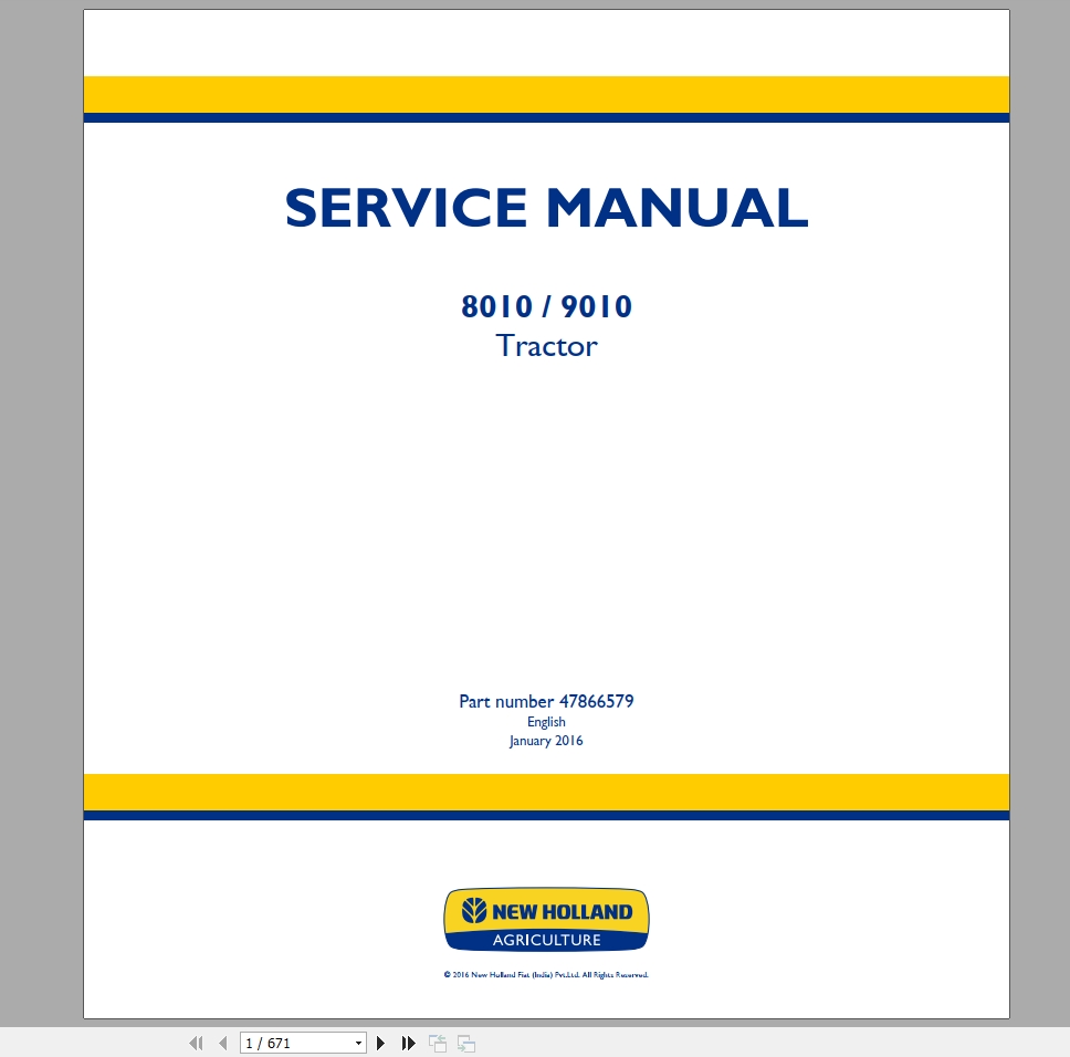 New Holland Tractor 8010 9010 Service Manual47866579 1