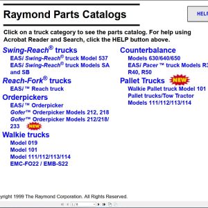 Raymond Forklift Spare Parts Catalogs EPC Old Model CD1