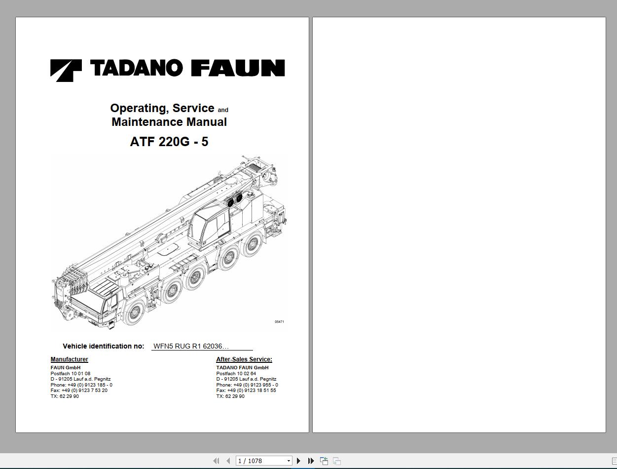 Tadano Faun Mobile Crane Workshop Part Catalog Manual Full Model DVD12