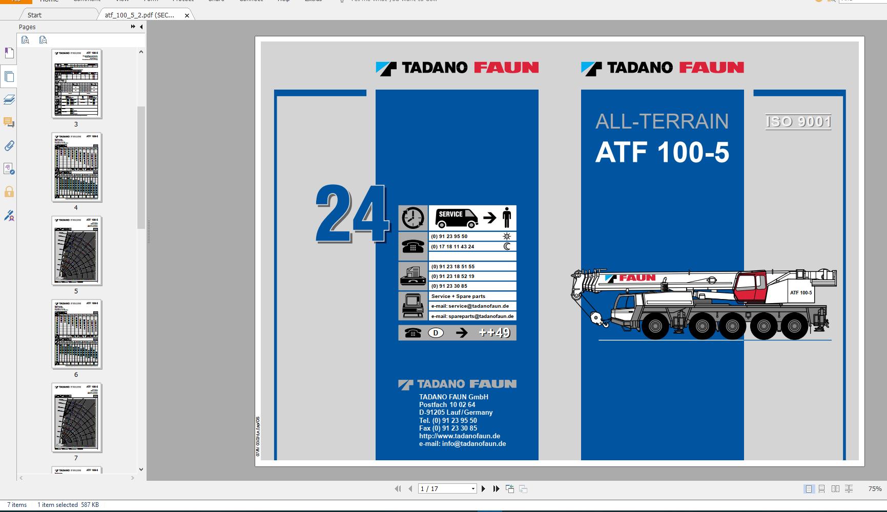 Tadano Faun Mobile Crane Workshop Part Catalog Manual Full Model DVD16